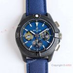 BLS Breitling Avenger 7750 Chronograph 44mm Mens Watch Blue Dial Leather Strap